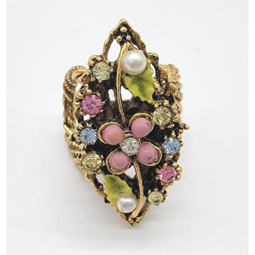 Vintage Signed ART‎ Arthur Pepper RHINESTONE Scarf Tie Charm Deco Style DETAILED